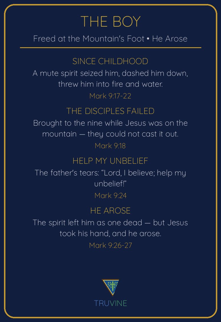 The Boy Freed from the Evil Spirit Faces of Faith card — back