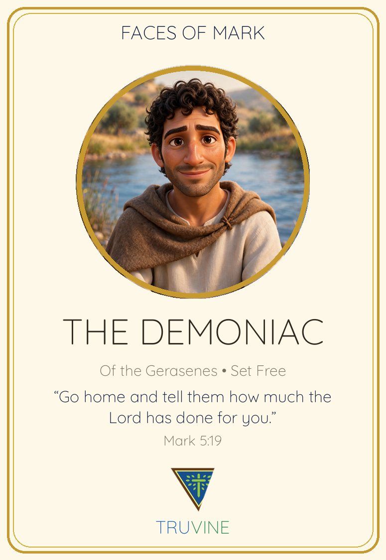 The Gerasene Demoniac Faces of Faith card — front