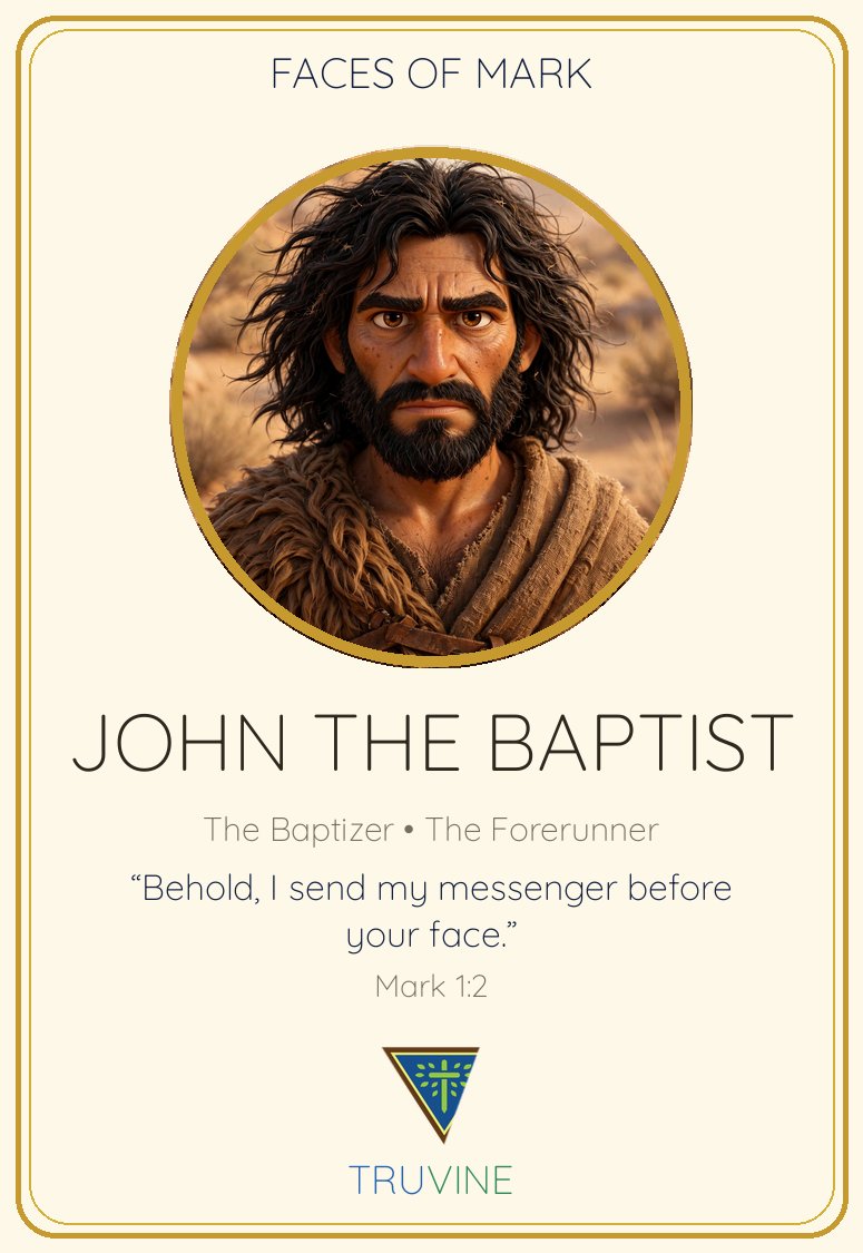John the Baptist Faces of Faith card — front