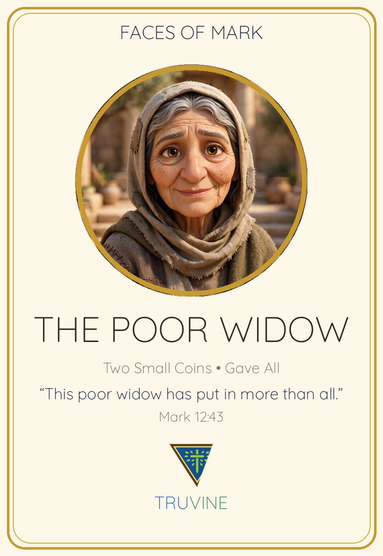 The Poor Widow Faces of Faith card — front